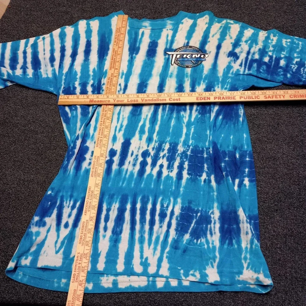 Vintage Tekno Grafix Shirt‎ Adult XL Blue Tie Dye 90s Y2K Single Stitch